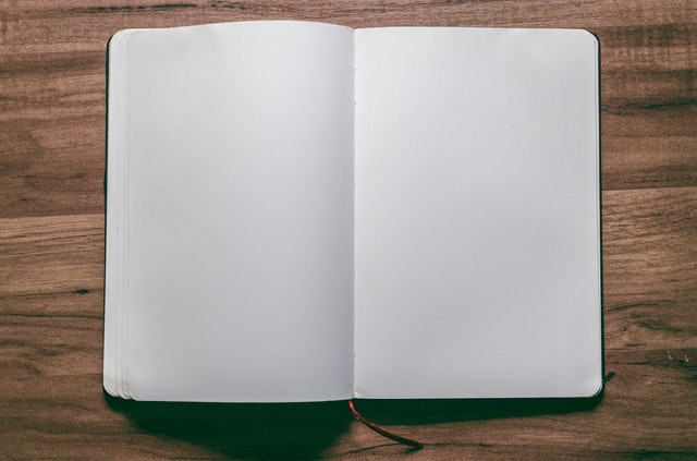 Notebook with blank pages.