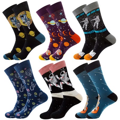 Men's Novelty Crazy Pattern Crew Cotton Socks