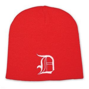 Embroidered Short Knit Acrylic Beanie