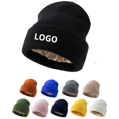 Satin-Lined Knit Beanie