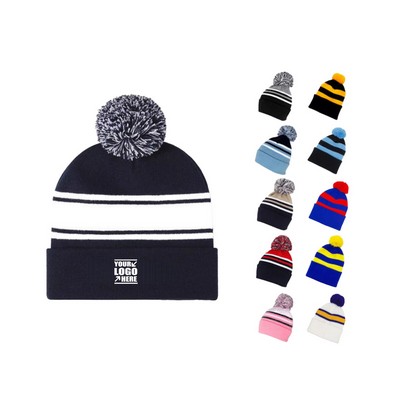 Acrylic Knit Beanie With PomPom