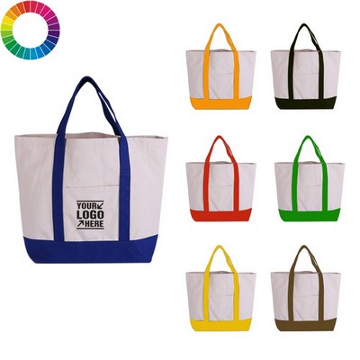 Two-Tone Accent Gusseted Tote Bag