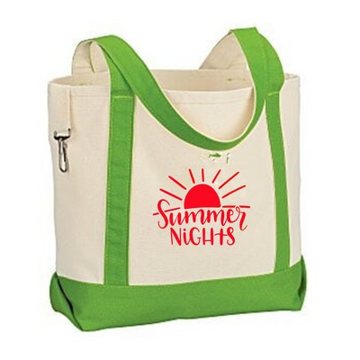 Two-Tone Accent Gusseted Tote Bag