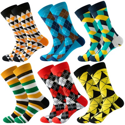 Novelty Pattern Dress Crew Cotton Socks